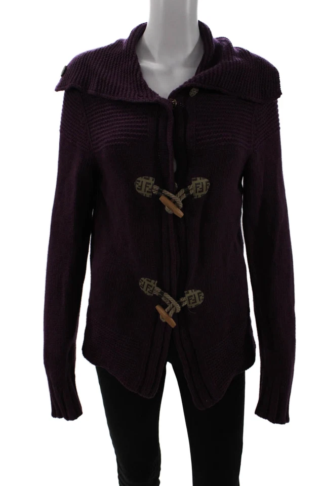 Fendi Unisex Purple Collared Button Cardigan Virgin Wool Cashmere Size 12 - Image 1 of 4