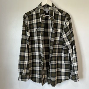 Carhartt Flannel Shirt Green Plaid Relaxed Button Workwear Mens Medium - Picture 1 of 13
