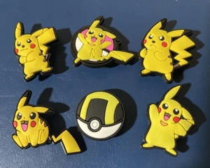 6 Pcs Pokemon Shoe Charms For Crocs Anime Charms Boy Charms Pikachu Charms - Picture 1 of 3