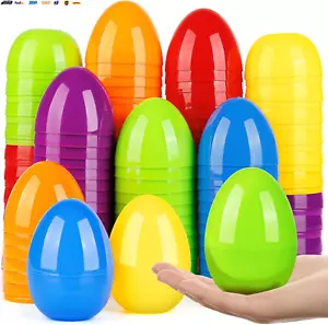 3.5'' Big Fillable Plastic Eggs, 36 PCS Bulk Empty Easter Eggs in 6 Colors, Hing - Picture 1 of 7