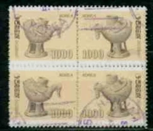 KOREA 2025 # 1199 -1200 BLOCK OF 4 USED ART DUCK POTTERY STATUES 15142.4.2 - Picture 1 of 1