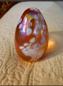 Vintage irisierender bernsteinfarbener Glas Ei Briefbeschwerer Osterdeko - Bild 1 von 10