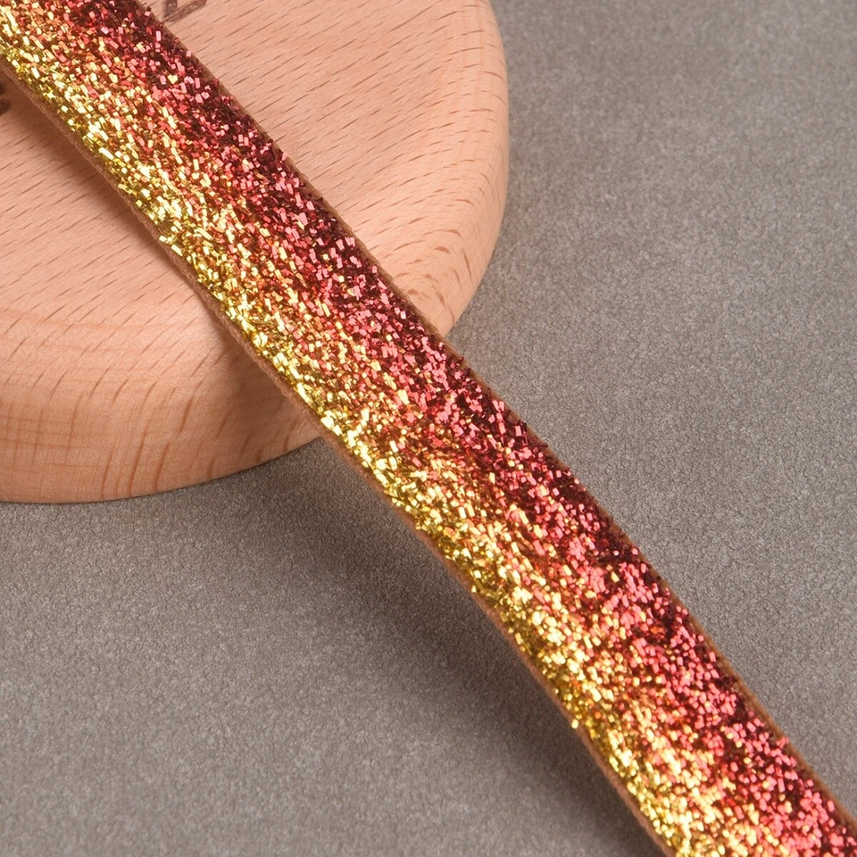 10 Yards 3/8"(10mm) 5/8"(15mm) Glitter Sparkle Flocked Velvet Ribbon Decoration - Image 1 of 3