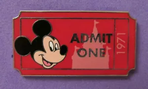WDW~Admission Ticket Admit One 1971 PWP Collection - Mickey Mouse Pin # 92327 - Picture 1 of 2