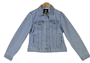 Nautica Jeans Denim Jacket Sz S Blue White Striped Classic Button Up Y2K - Picture 1 of 11