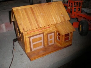 **Vintage Primitive Folk Art Lighted House Hand Made Popsicle Sticks Farm Decor - Picture 1 of 11