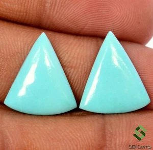 Certified Natural Sleeping Beauty Turquoise Trillion Cabs Pair 16x14 mm Gemstone - Picture 1 of 6