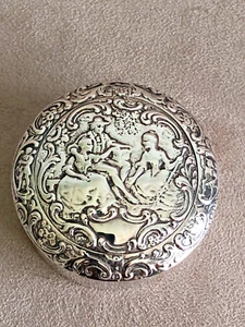 Antique Webster Silver Co. Round Repousse Sterling Trinket Box - Picture 1 of 6