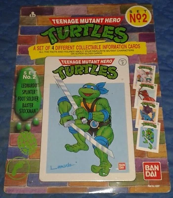 1990 * JUEGO DE 4 TARJETAS DE INFORMACIÓN #2 SIN USAR, EN CAJA * TORTUGAS NINJA MUTANTES ADOLESCENTES TMNT Foto 1 de 4