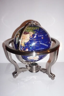 Dekorativer Globus / Weltkugel Halbedelsteine, Ø ca. 22 (32) cm - Bild 1 von 4