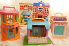Lot of 5 Fisher Price Sweet Streets Buildings & Bus w/ A Lot of Accessories