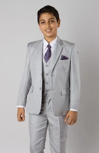 Boys 6 Piece Sharkskin Suit Kids Children Formal Wedding Ring Bearer Suits - Picture 1 of 7