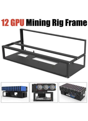 12 GPU Miner Mining 6-8-12 GPU Rig Frame Computer Case for Ethereum RVN LTC - Image 1 of 4