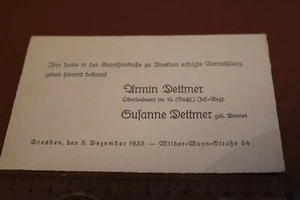 tolle alte Verlobungskarte eines Oberleutnant des 10. sächs. Inf.Regt. 1933 - Picture 1 of 2