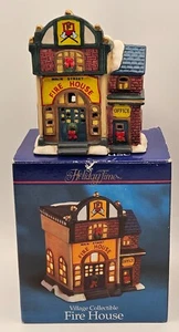 Holiday Time kleines Vintage Sammlerstück Feuerhaus beleuchtetes Weihnachtsdorf - Bild 1 von 14