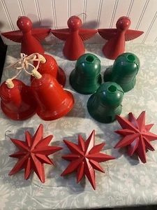 Vintage Christmas Light Covers Lot Of 9 Angels, Bells And Stars Rare - Picture 1 of 9