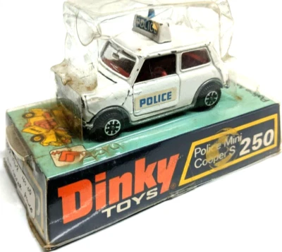 Dinky Toys 250 Police Mini Cooper S Car 1968 White W/Box - Image 1 of 4