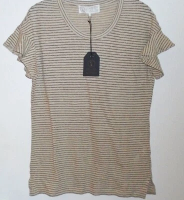 Fat Face C&B Everly T Shirt beige copper stripe linen blend Size 8 New Tags BNWT - Image 1 of 4