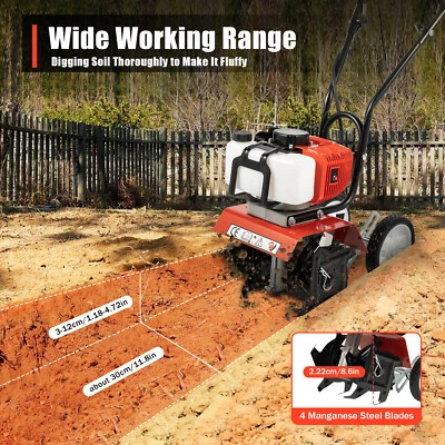 2-Takt Benzin Gartenfräse Motorhacke Radantrieb Ackerfräse Bodenfräse Kultivator - Bild 1 von 4