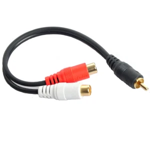 RCA Male to 2 RCA Female Audio Speaker Adapter Y Splitter Cable Cord Adapter - Picture 1 of 3