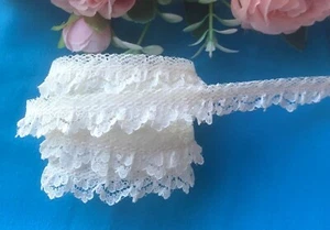 Ruffled Lace, 5/8 inch wide ivory  or white color price per yard - Picture 1 of 4