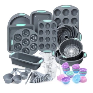 66 Piece Silicone Bakeware Set, BPA-Free Silicone Baking Sheets, Baking Moulds - Picture 1 of 6