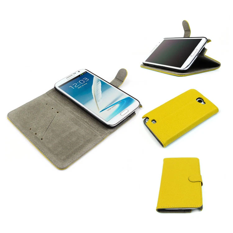 WALLET CASE COVER FLIP STAND POUCH PU LEATHER YELLOW GALAXY NOTE II 2 - Image 1 of 1