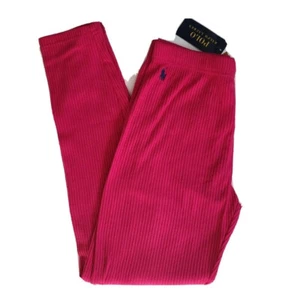 Polo Ralph Lauren Girl`s Ribbed Leggings Pony LOGO Youth Size 16 Pink - Picture 1 of 4