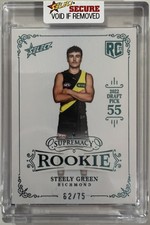 2023 AFL Select Supremacy Rookie Blue Trading Card Steely Green Richmond Tigers