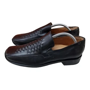 Aquila Mens Leather Loafers Black Shoes Size 10 US, 9 UK, 43 EUR - Like New - Picture 1 of 9