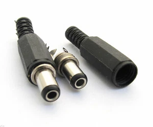 10pcs 2.5x5.5mm 2.5mm DC Power Male Plug Soldering Connector Plastic Cover Black - Picture 1 of 4