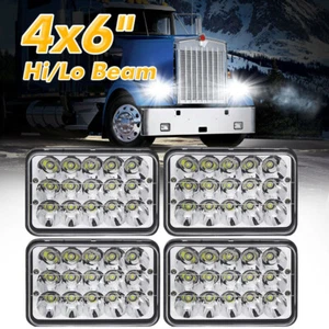 4PCS 4x6" LED Headlights HI/LO For Kenworth Peterbilt Chevrolet Freightliner GMC - Picture 1 of 15
