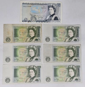 Bank of England Banknoten Five One Pound Lot Währung Welt Papier Ausland Geld - Bild 1 von 2