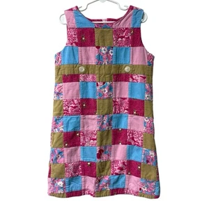 Lilly Pulitzer Kids Pink Tan Corduroy Patchwork Owl Themes Girls Jumper Dress 8 - Picture 1 of 12