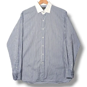 Camisa Polo Ralph Lauren Azul Rayas Para Hombre Talla 16.5" Formal Cuello En Contraste - Imagen 1 de 18
