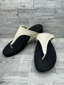 FitFlop Womens Super Jelly Ivory Black Toe Post Sandal Shoe 403194 Buckle US 10 - Picture 1 of 11