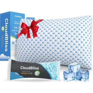 Shredded Memory Foam Pillow for Sleeping - Adjustable Cooling Pillow with Bre... - Picture 1 of 7