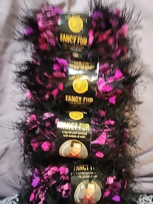 Lion Brand Fancy Fur Black Purple Slub Lot of 4 Skiens #262 Same Lot Soft Furry - Image 1 of 2