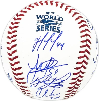 2022 WS Champ Astros Team Auto Logo MLB Baseball 21 Sigs Jose Altuve Alvarez BAS - Image 1 of 4