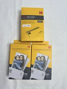 Kodak Mini 2 Retro Bluetooth Instant Photo Printer White Bundle W/2 Cartridge - Picture 1 of 5