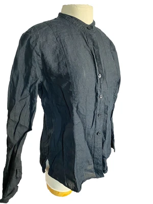 Talbots blouse Womens  14 Black Button up  Long  sleeve Linen Classic Minimalist - Image 1 of 4
