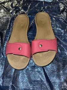 CROCS Cobbler Slides slip on punta aperta rosa beige sandali casual scarpe Wms 8US - Foto 1 di 11