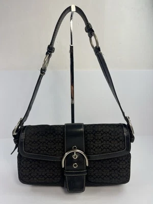 Bolso de hombro vintage Y2K Coach 1463 Signature C Soho de lona negra Foto 1 de 4