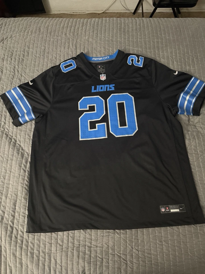Camiseta deportiva de juego de la NFL Detroit Lions Barry Sanders #20 Nike negra alternativa 2025 Foto 1 de 4
