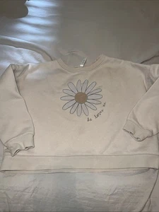 Rylee Cru Girls Daisy Love Boxy Pullover Sweatshirt He Loves Me Size 6/7 Tan - Picture 1 of 10