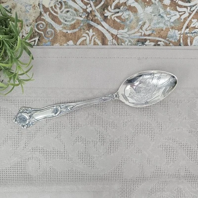Antique Sparrow & Envelope Sterling Engraved Silver Souvenir Spoon Calla Lilies — 第 1/4 张图片