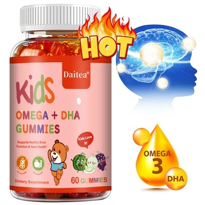DAITEA Omega + DHA 60 Gummies für Kinder - Gehirnentwicklung - Immunsystem