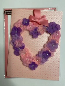 Papyrus Valentine’s Day Greeting Card - Floral Heart Hangable Ornament | 2 cards - Picture 1 of 4