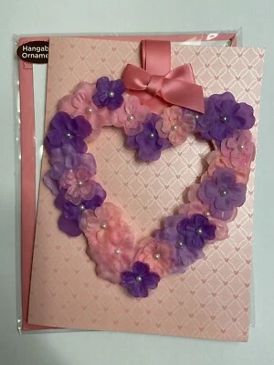 Papyrus Valentine’s Day Greeting Card - Floral Heart Hangable Ornament | 2 cards - Image 1 of 4