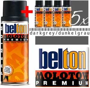 5x 400ml Molotow Belton Premium Paint Spray Can 327102 Dark Grey - Picture 1 of 1